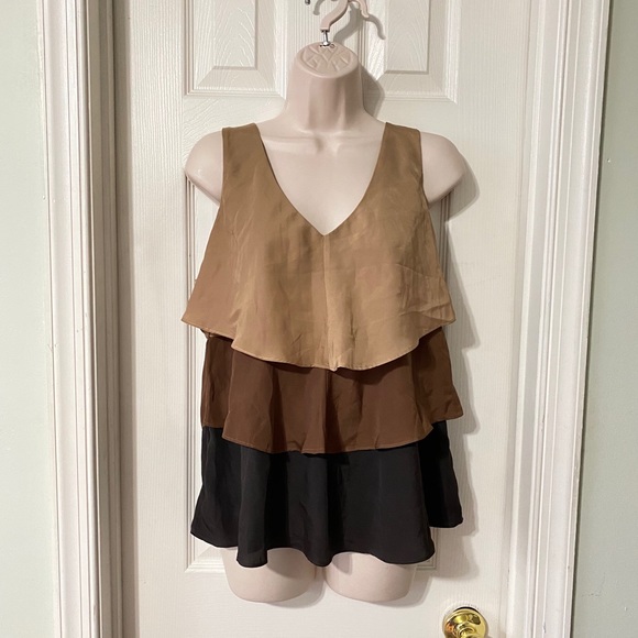 New York & Company | Tops | 3for2 New York Company Brown Ruffle Top ...